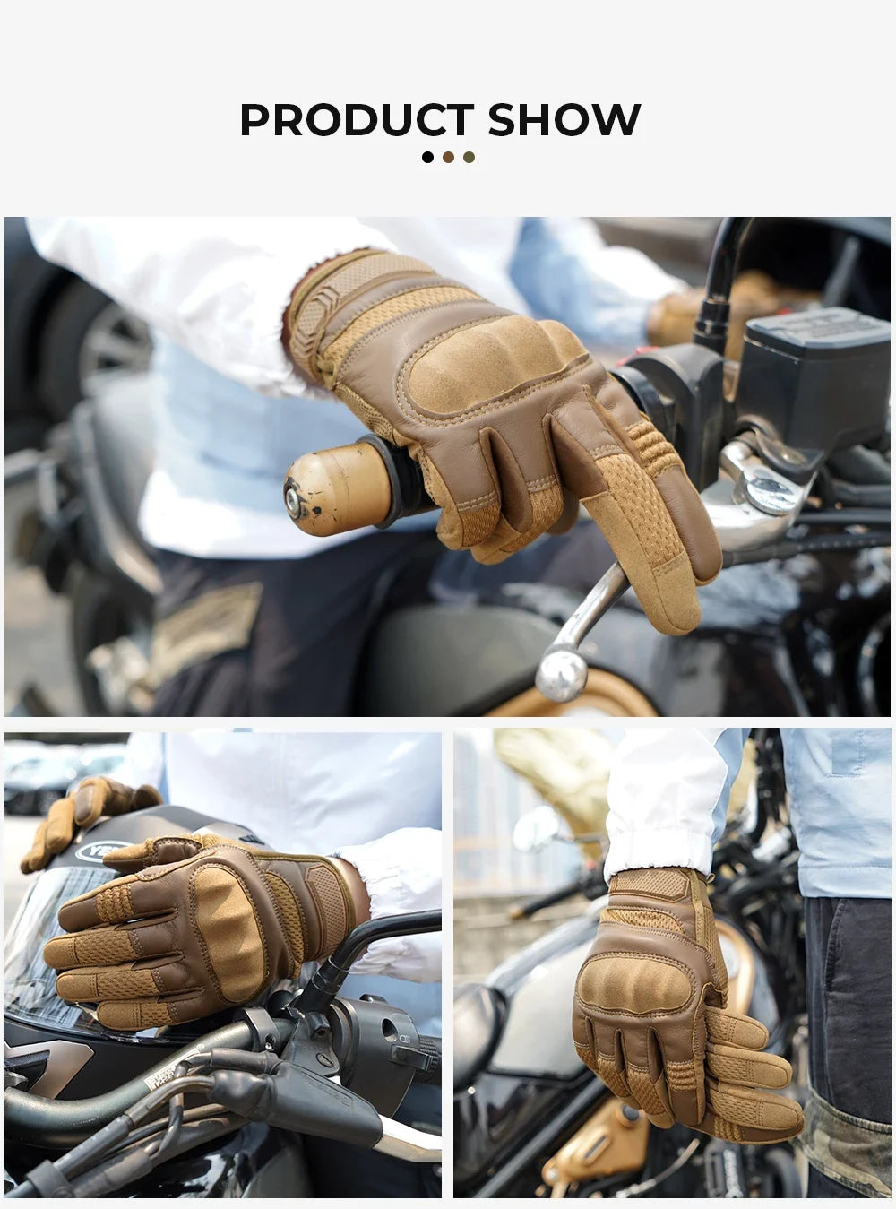 Touchscreen PU Leather Motorcycle Gloves Racing Pit Bike Riding Motorbike Moto Motocross Enduro Non-slip Protective Gear Men