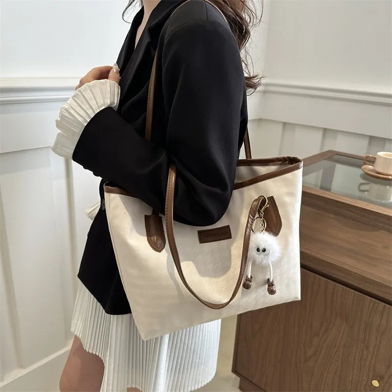 Retro Bag New Fashion Commuter Shoulder Bag | Large Capacity PU Leather Handbag (Casual Tote, Popular Gift, All Seasons)