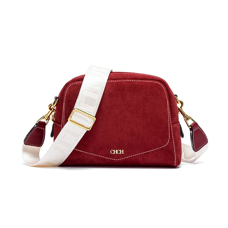 Women's Crossbody Bag Autumn/Winter Collection | Anti-Velvet Wine Red Shoulder Bag (Square Tote Christmas Gift)