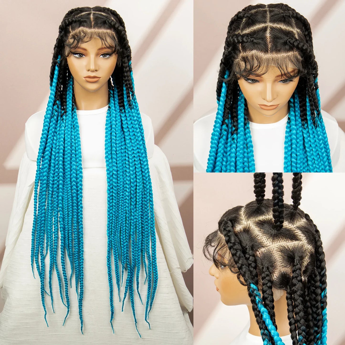 36" Orange Knotless Box Braids Wig | Transparent Full Lace | Baby Hair