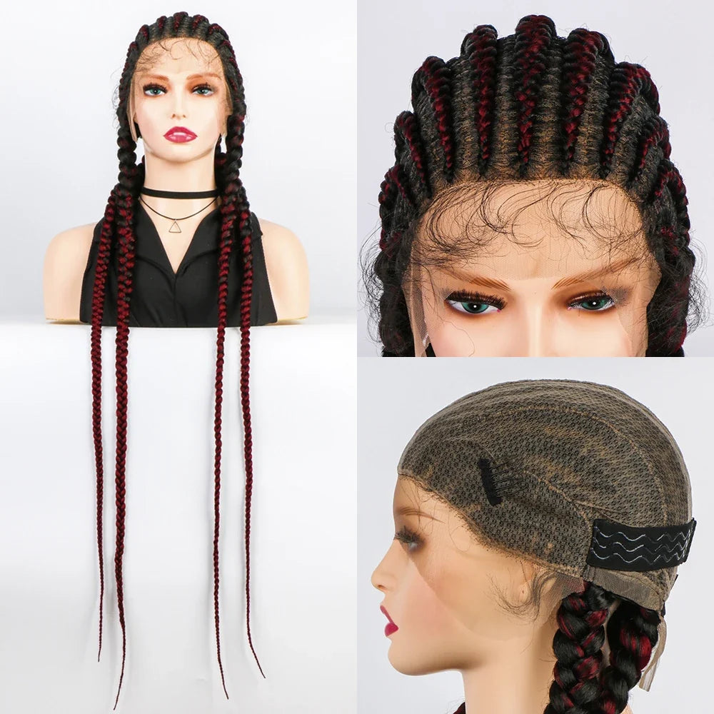 KIMA 36" Long Box Braided Wig with Baby Hair | Full Lace Ghana Braids