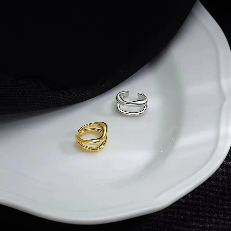 1Pc Ear Cuff Earrings Non-Piercing Double Layer Cuff Ear Clip Earring for Women Fake Cartilage Simple Y2K Jewelry 2025 New