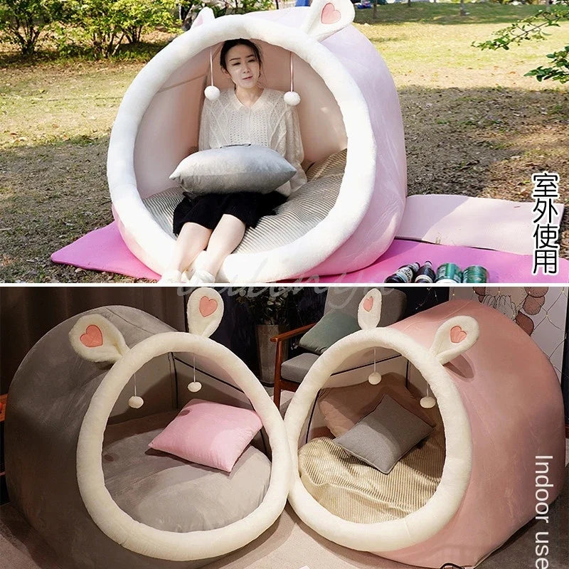 Cute Oversized Adult Child Plush Tent Cozy House Lazy Person Sofa On The Ground Cat's Nest Christmas Cushions Sitting Cushion