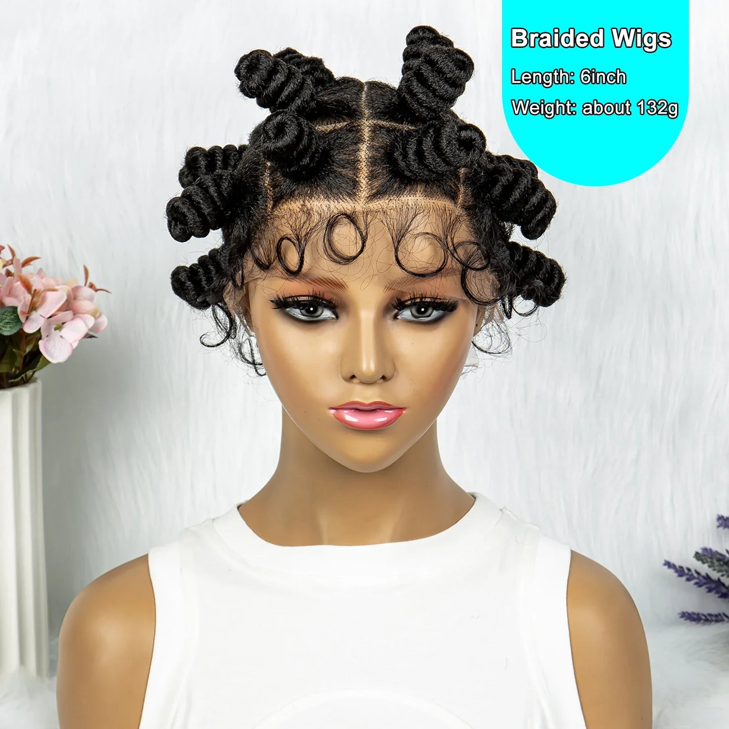 Knotless Braids Wig with Twist Buns | Full Lace African Braiding Hair