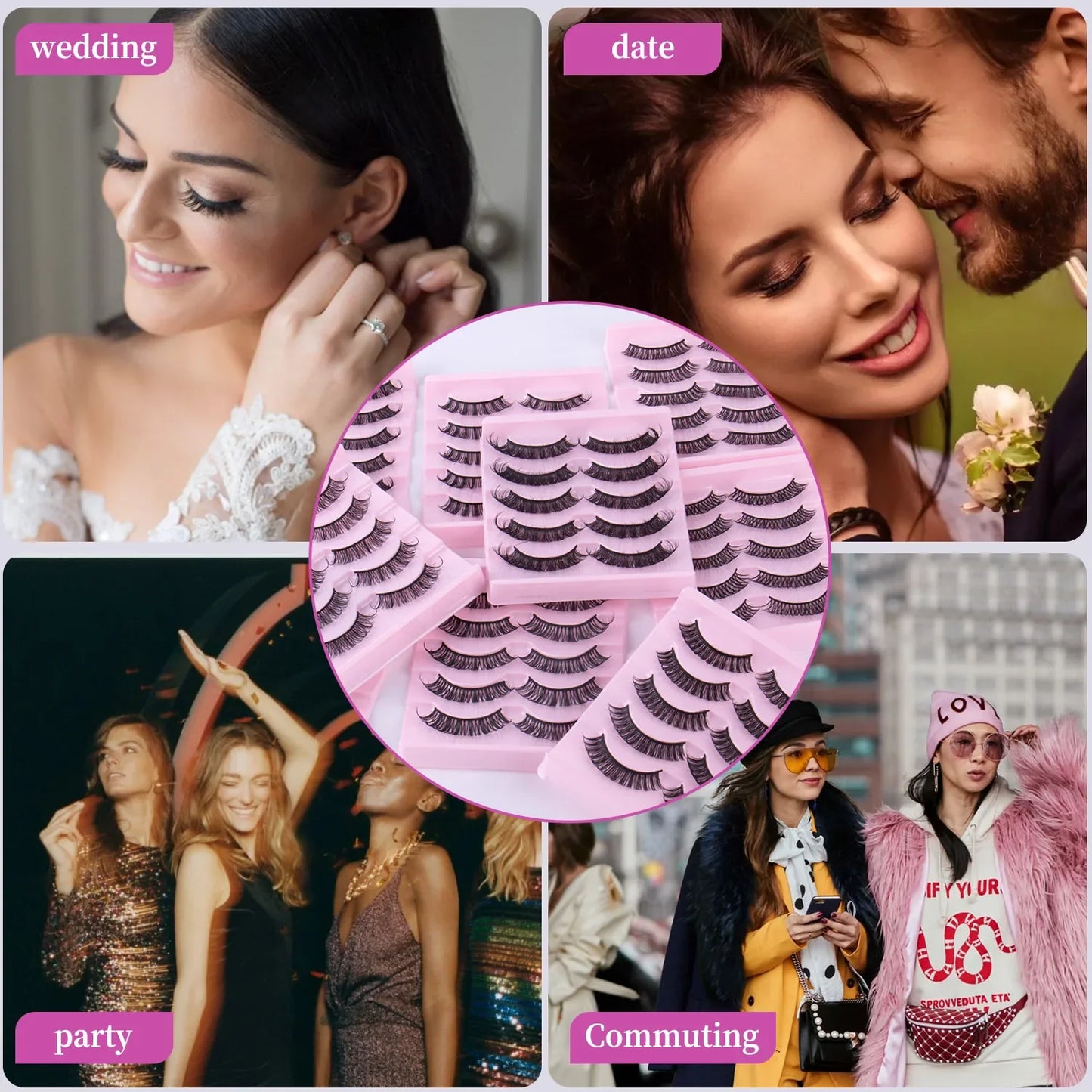 Fashion Russian Strip Lashes 2/5/10 Pairs 3D Mink Lashes Natural Eyelashes Dramatic False Eyelashes Wholesale Eyelash Extension