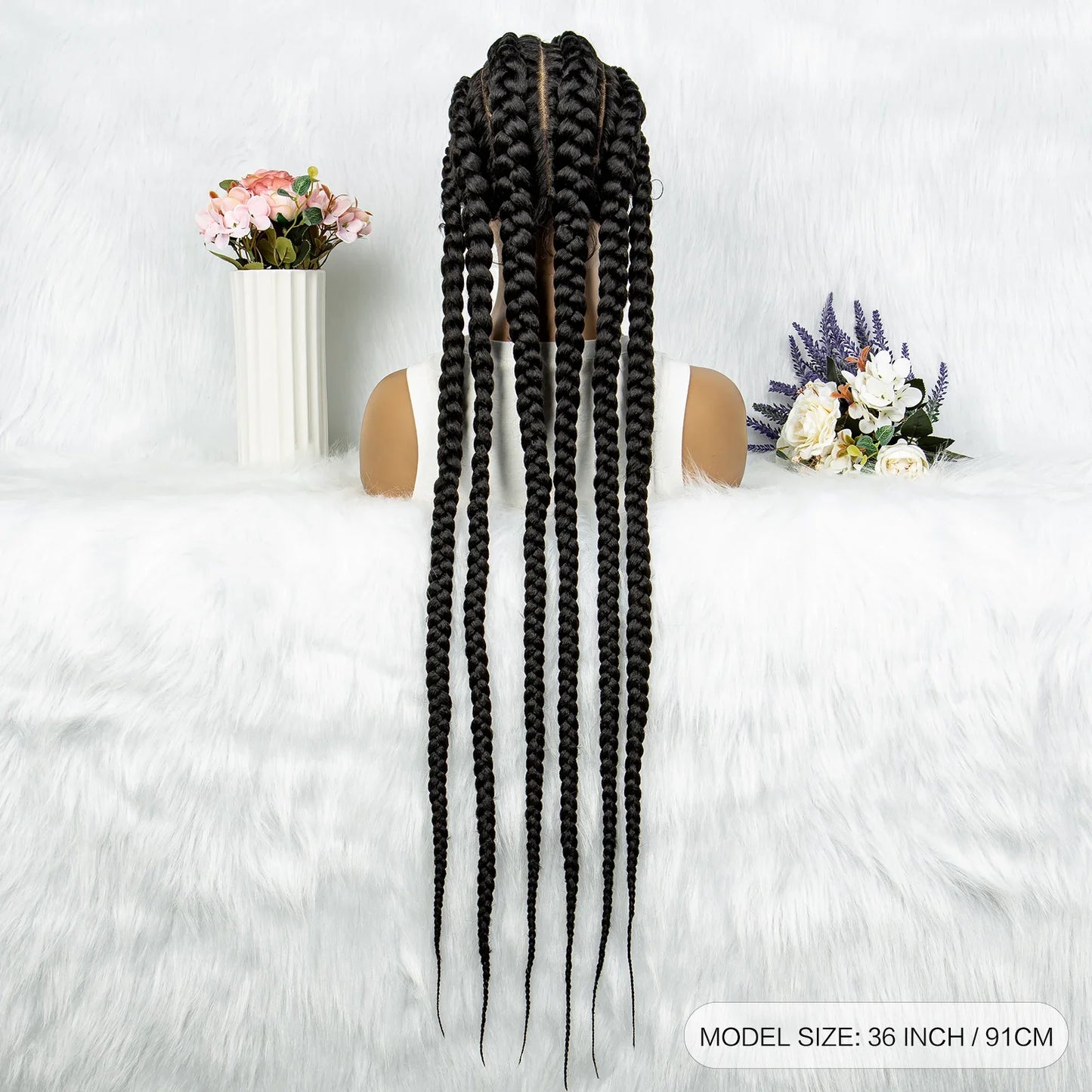 36" Blonde Knotless Box & Cornrow Braids Wig | Lace Front
