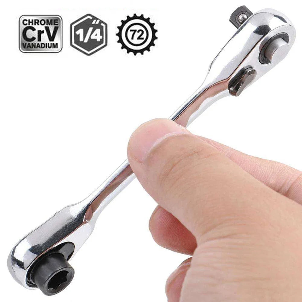 Mini Double Headed Ratchet Wrench 1/4 Inch Drive Socket Screwdriver Bit Driver Quick Release Ratchet Wrench Hand Tools
