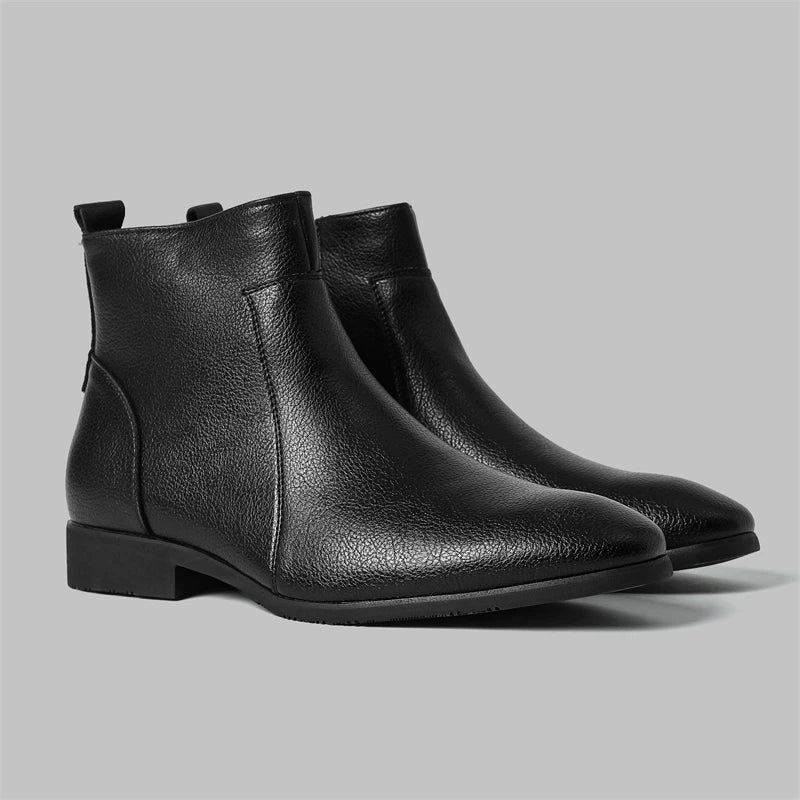 Winter New Men Business Boots Black  Red Simple Slim Fit Soft Leather Boots Casual and Fashionable Chelsea Boots 38-46 Men Boots