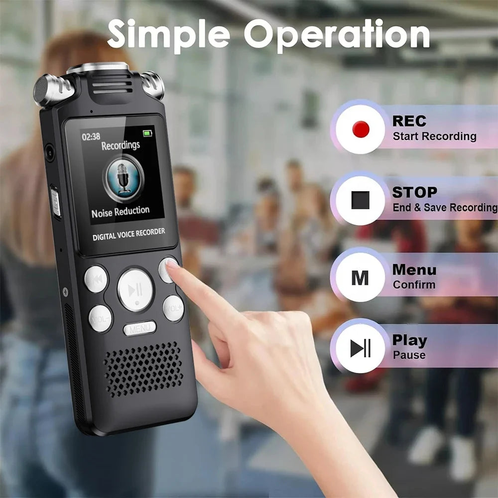 Professional Voice Activated Digital Audio Voice Recorder 8GB 16GB 32G Noise Cancelling Recording PCM Support OTG WAV MP3 Player