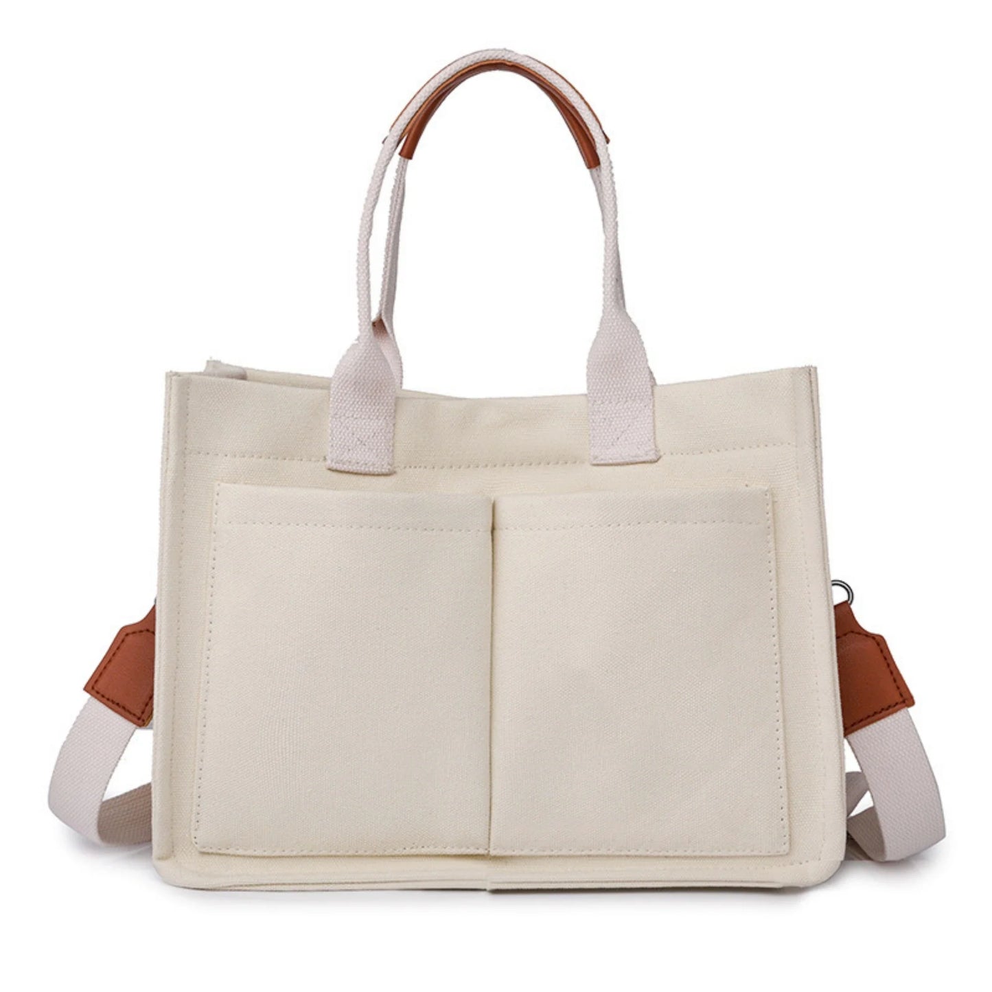 Large Canvas Tote Bag for Women with Pockets | Laptop Crossbody Purses & Everything Everyday Bag (Handbags for Work, Beach, Gym)