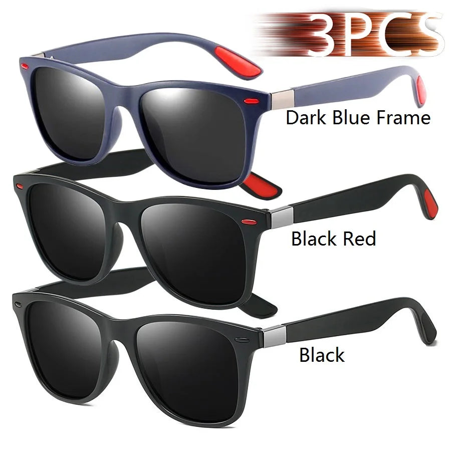 1-2-3PCS Fashion Vintage Square Unisex Driving Fishing Sunglasses Men Women Luxury Brand Designer Sun Glasses Anti-Glare Eyewear