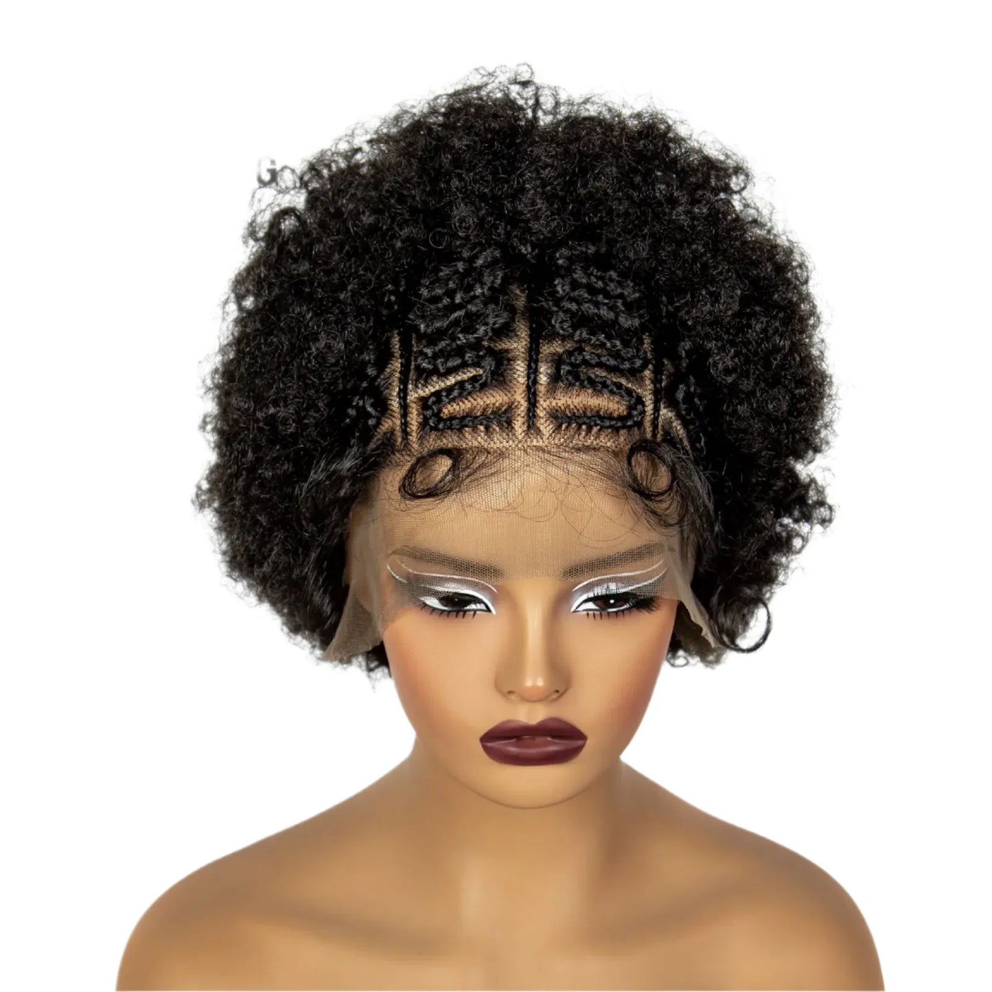 Burgundy Afro Curly Braids Bob Wig | 13x6 Lace | Baby Hair | Bouncy Curls