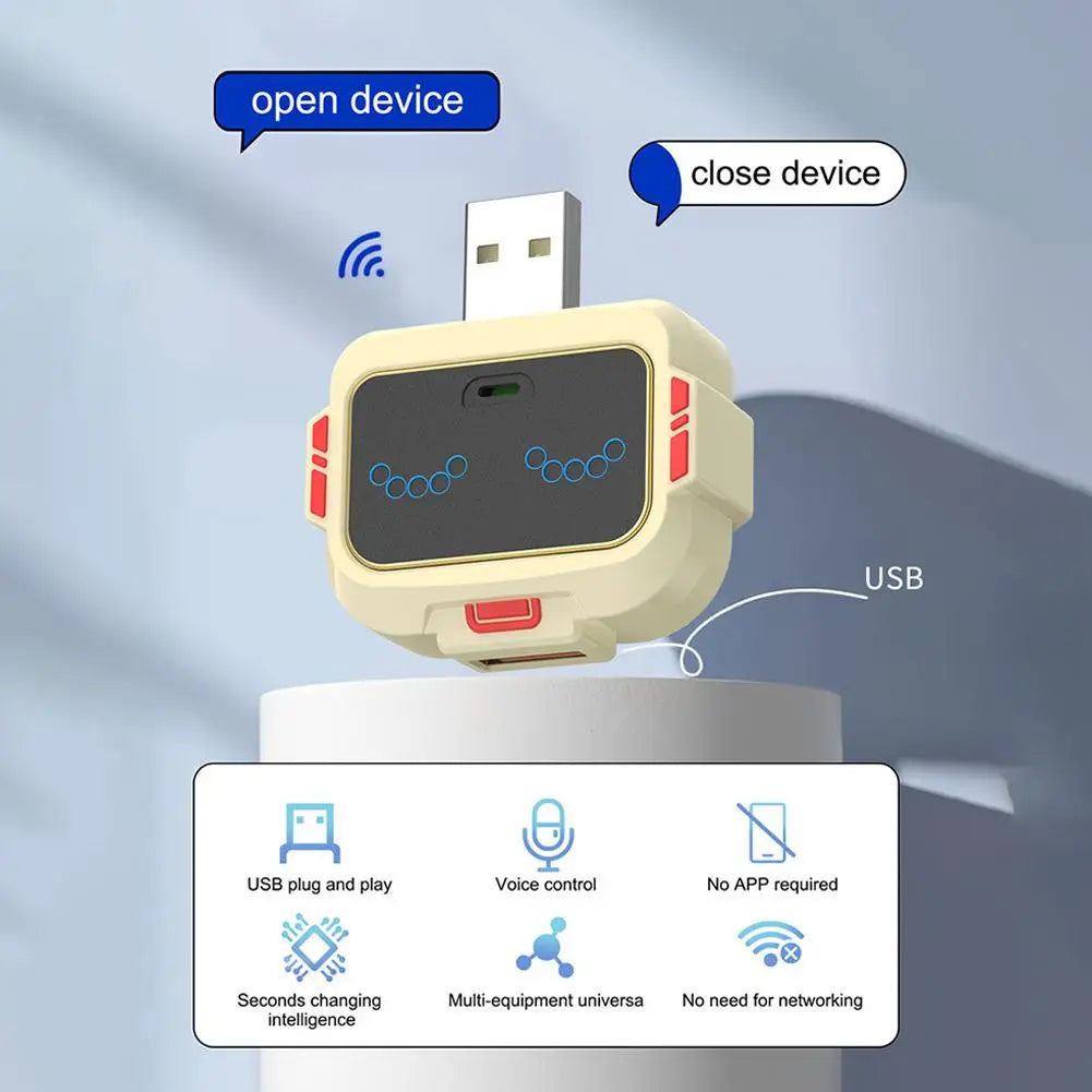 Voice Control Smart USB Socket Converter Lamp Protection Lights Switch Expansion Docking Station -English Voice Control Socket