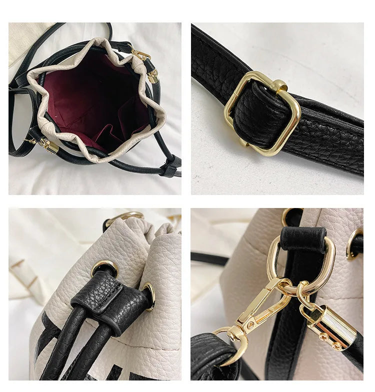 Women's Bucket Bag | PU Drawstring Shoulder and Crossbody Handbag