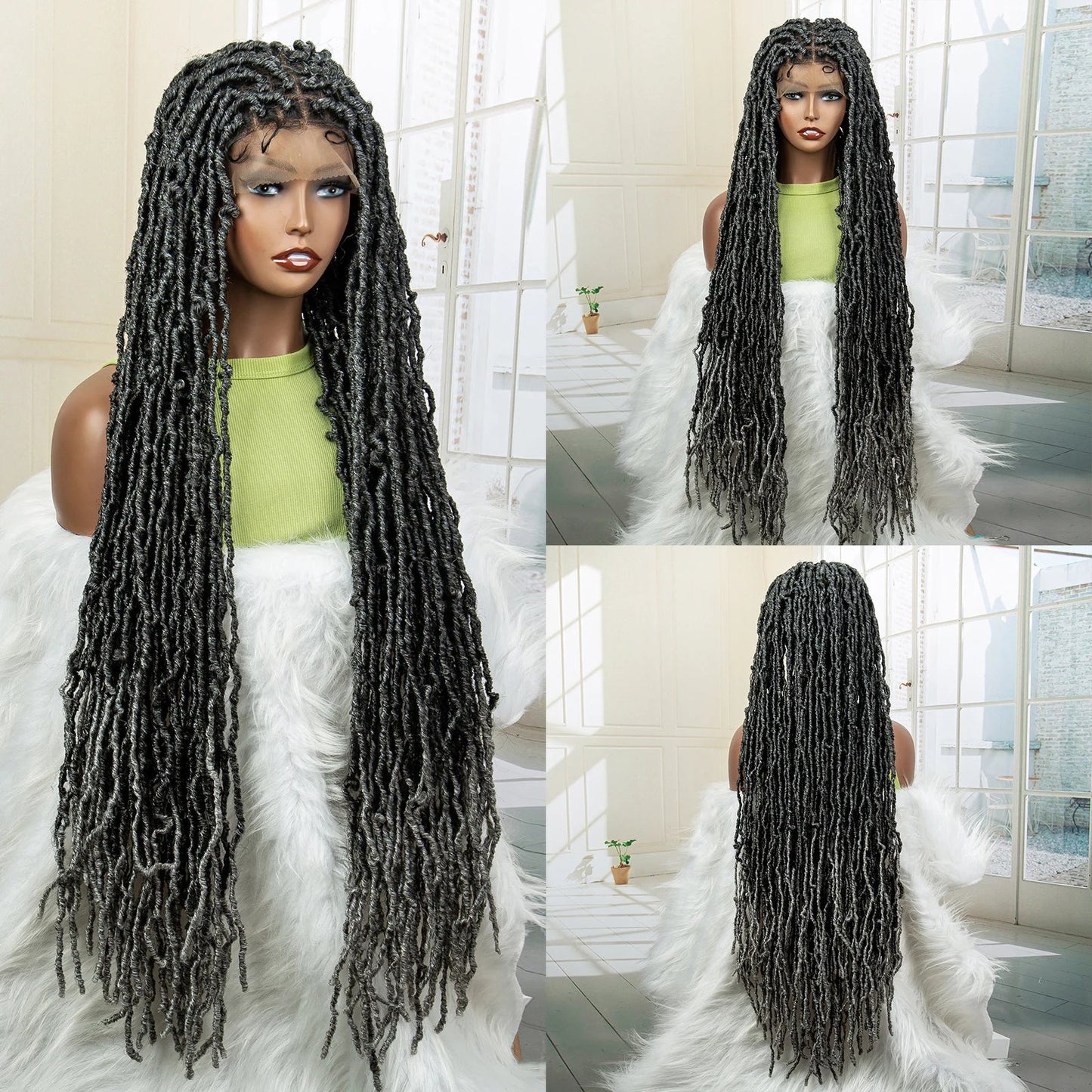 Red Box Braids Full Lace Wig | 36 Inches | Crochet Braids | Knotless | Kanekalon