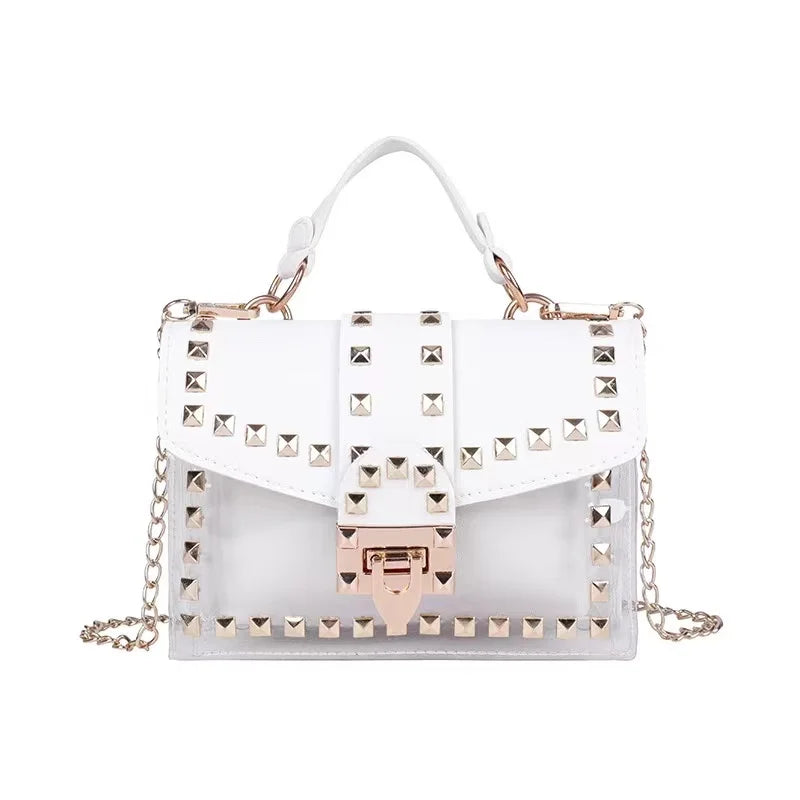 Brand Women's Studded Graffiti Crossbody Bags | Fashion Shoulder Bag for Ladies (Luxury Designer PVC Handbags & Messenger Satchel)