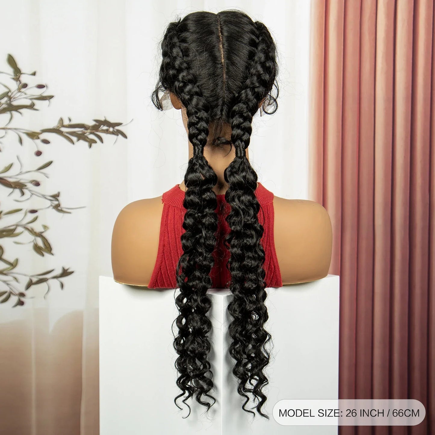 Curly Cornrow Twist Braids Wig | 13x1 T Part Lace | Water Wave | Black Women