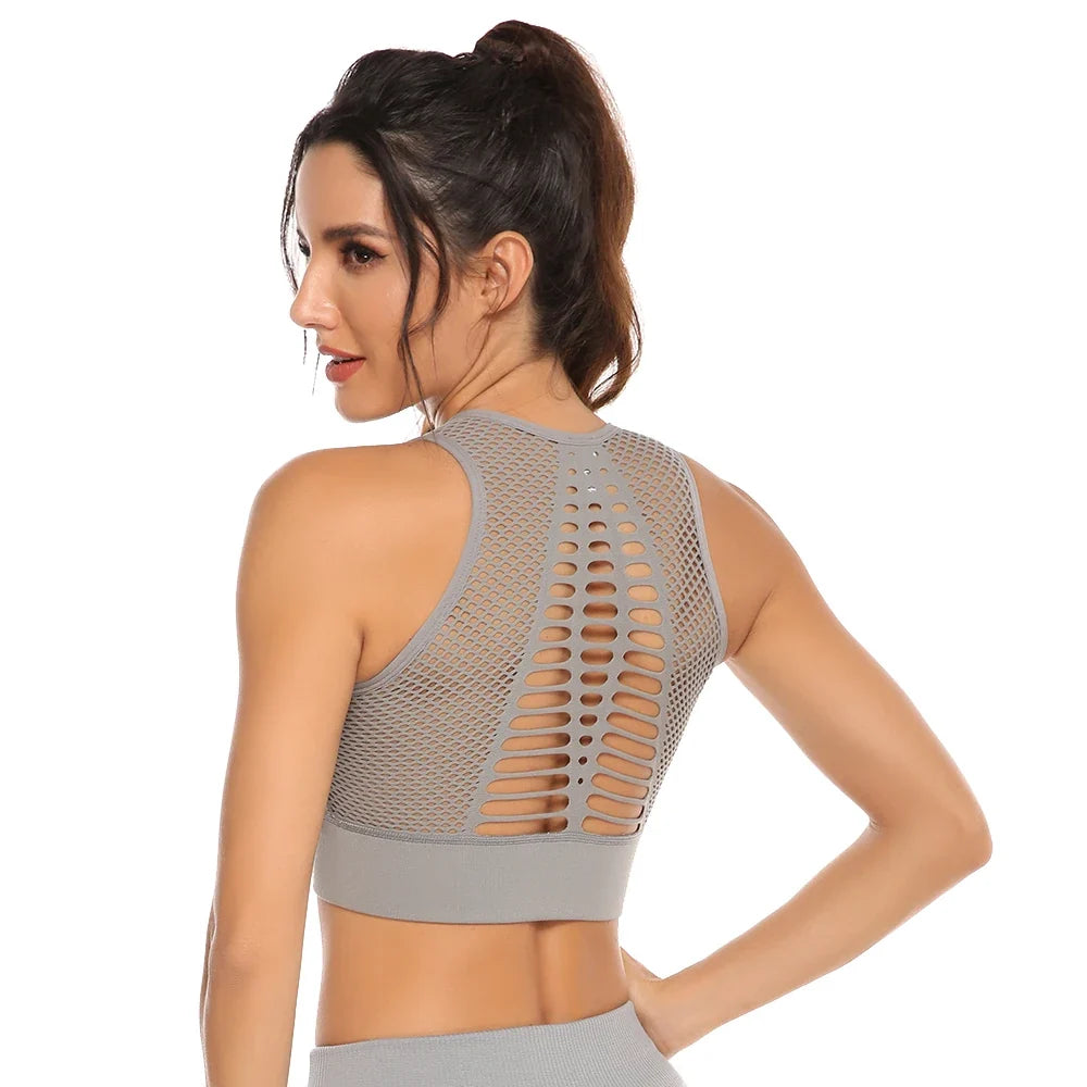 Hot Fitness Women's T-shirts Workout Sports Bra Yoga Vest Backless Solid Quick Dry Running Gym Sport bra Yoga Shirts Tank Top
