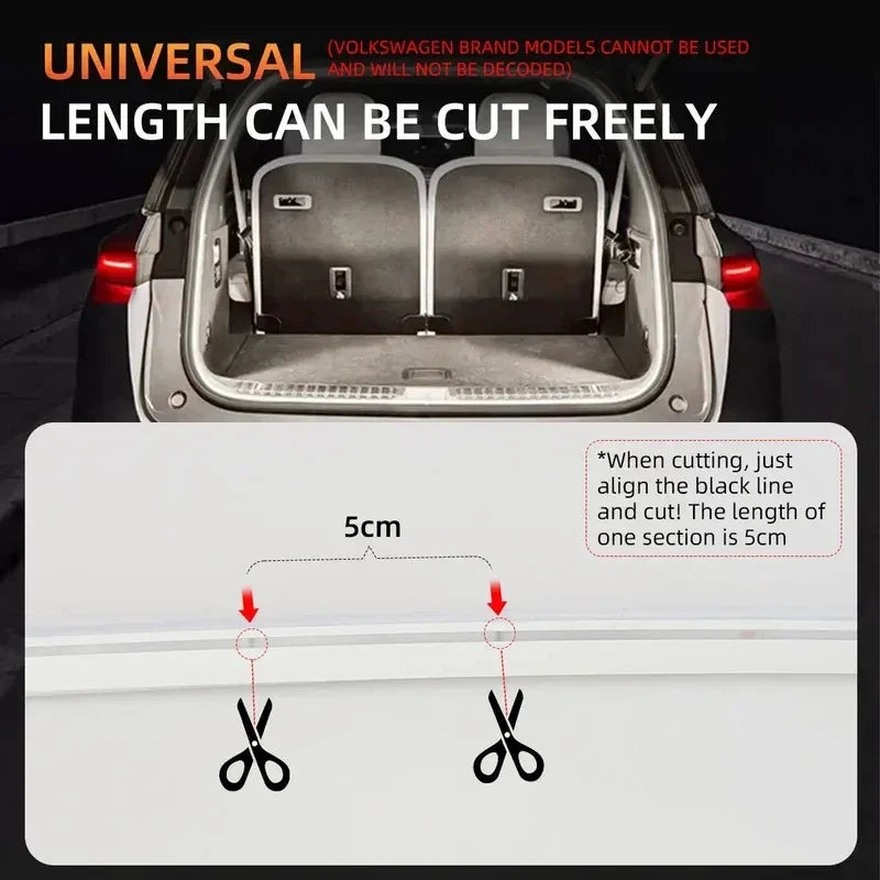 Car high brightness trunk lighting ambient light interior decoration LED wiring free automatic sensing tailgate light strip