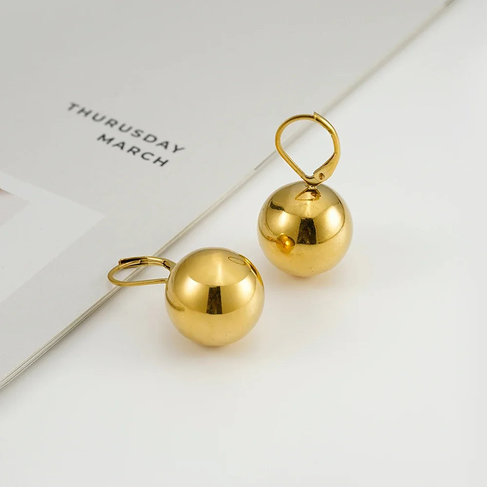 ENFASHION Aretes De Mujer Grossy Hollow Steel Ball Earrings For Women's Stainless steel 18K Plated Gold Fashion Jewelry E251838