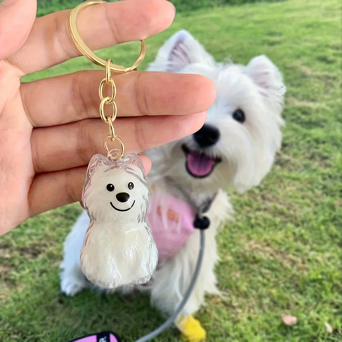 Transparent Cute Dog Pendant Keychain Creative Pet Hair Storage Capsule Hanging Ornament for Pet Lover DIY Pet Memorial Keychain