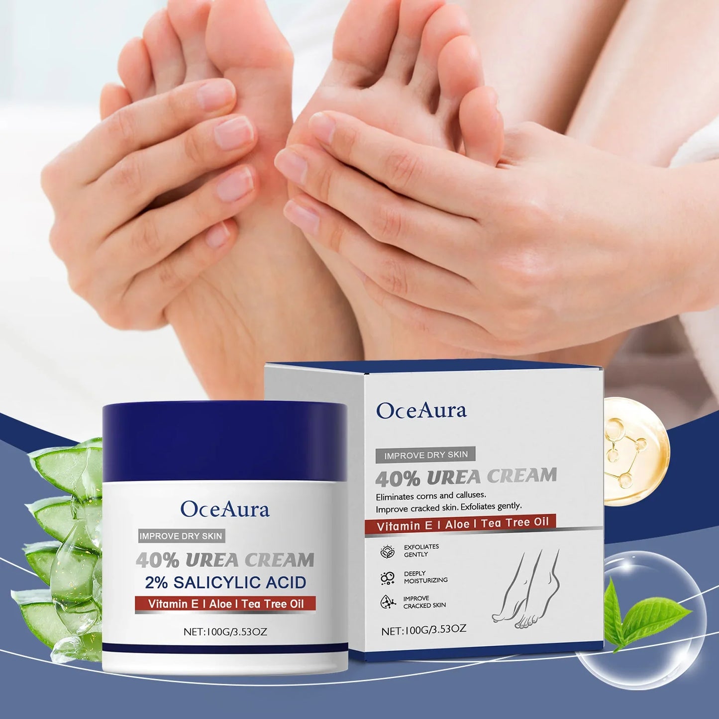 40% Urea Foot Cream Softening Dry Cracked Heels Deep Moisturizing Improve Roughness Remove Callus Exfoliation Foot Care Cream