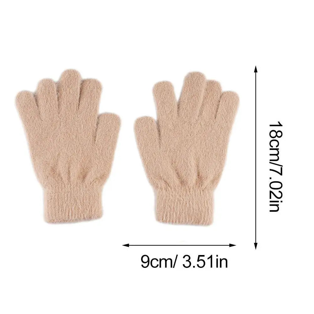 Winter Gloves Mink Velvet Five Finger Gloves Plush Warm Cold-proof Gloves Women Outdoors Cycling Solid Color Mittens