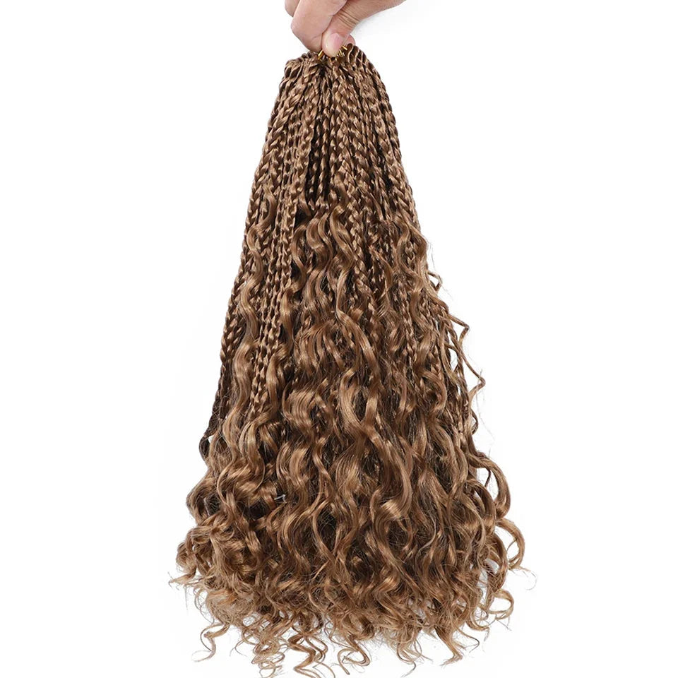 Ombre Goddess Box Braids Crochet Hair with Curly Ends | 14 Inch | 1-6 Packs