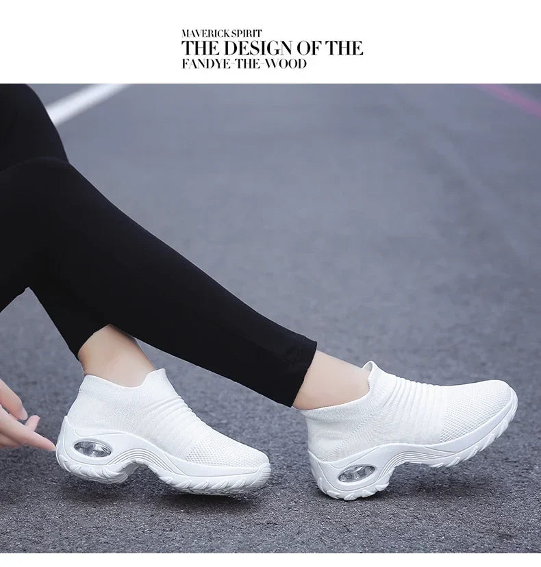 Women Sneakers Summer Fashion Black Sports Casual Shoes Breathable Mesh Lightweight Air Cushion Non-Slip Running Shoe Zapatillas