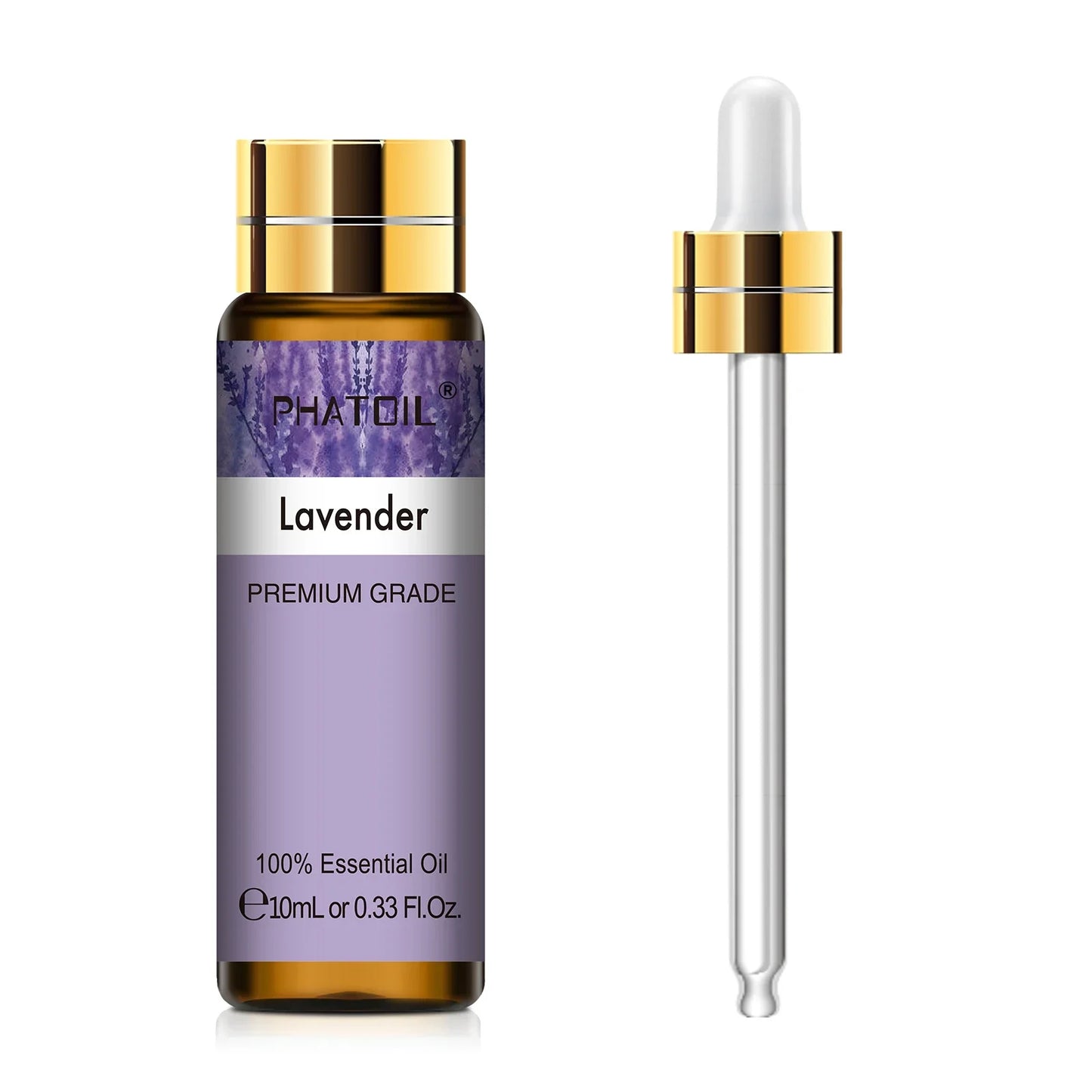 PHATOIL 10ML with Dropper Lavender Eucalyptus Vanilla Pure Natural Essential Oils Rose Jasmine Ylang Ylang Diffuser Aroma Oil