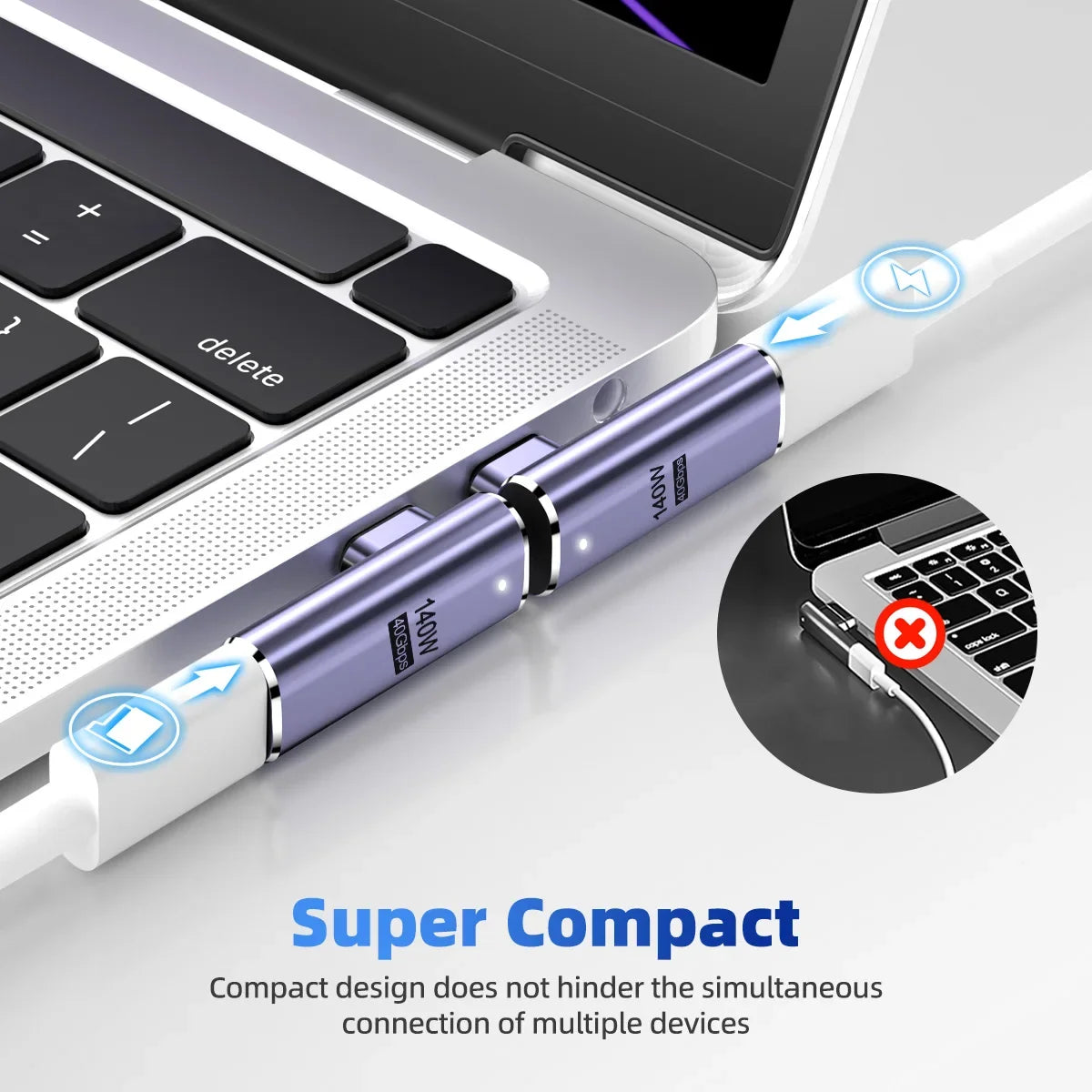 NNBILI 140W USB4.0 40Gbps Thunderbolt3 Magnetic Type-C TO USBC Fast Charge Magnet Converter Cable 8K@60Hz OTG USB Type C Adapter