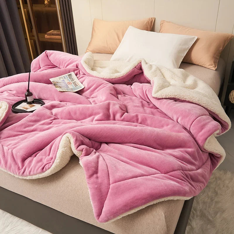 Spring Imitation Lambswool Multi-functional Blanket Queen Blankets for Bed Soft Plush Comfortable Milk Fleece Blanket for Throw