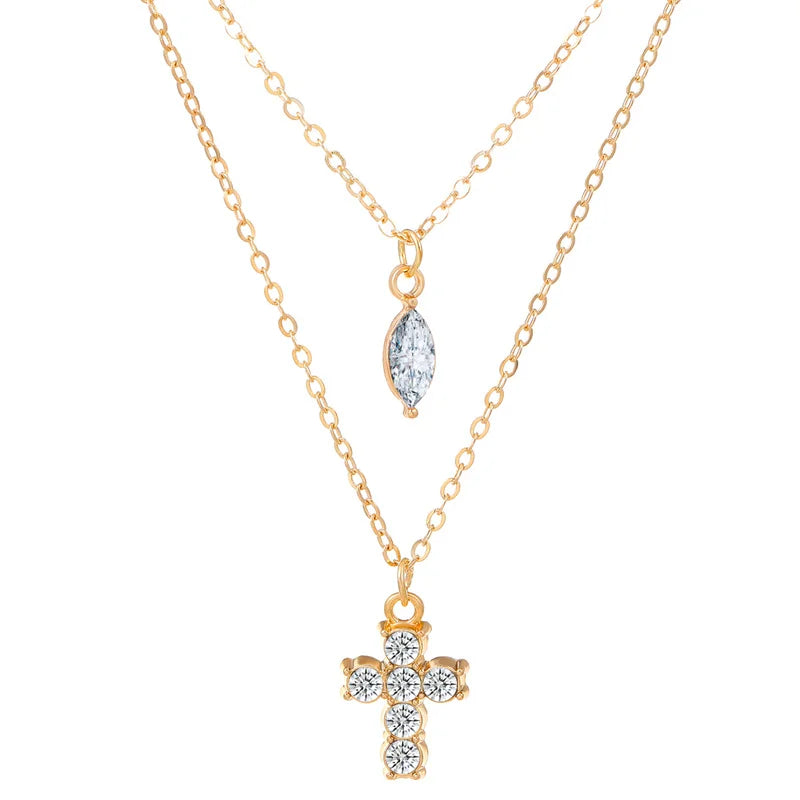 Oval round plaque inlaid with zircon religious pendant for women's party stainless steel Virgin Mary jewelry gift necklace