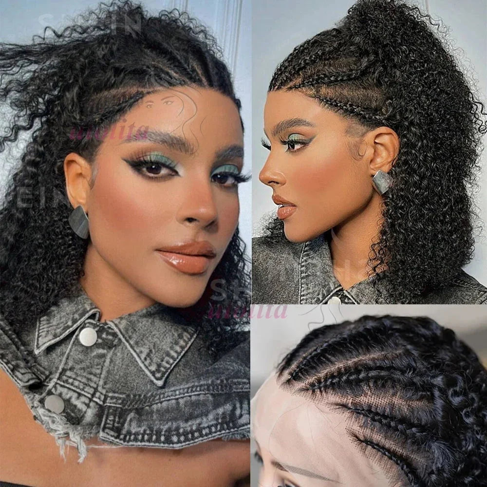 Kinky Curly Braided Bun Wig | 13x4 Lace Front | Human Hair | Remy | 210 Density