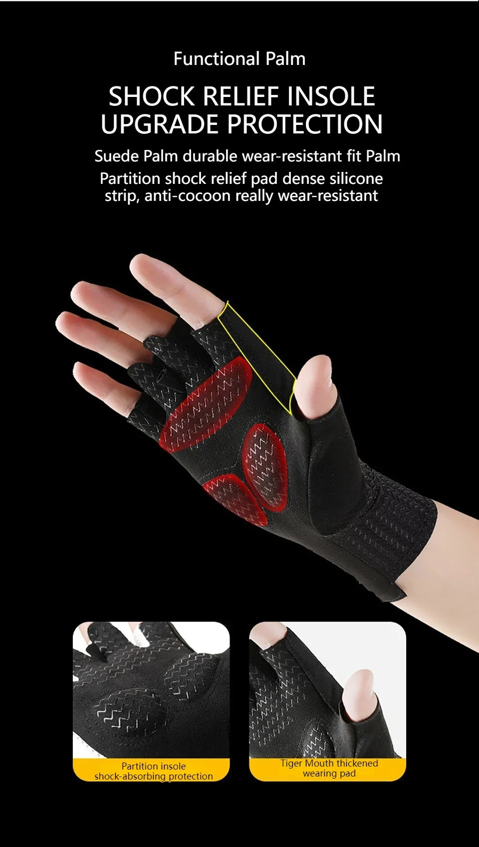 GTUBIKE Summer Breathable Half Finger Cycling Gloves Ultralight Road Bike Gloves Anti-Slip Silicone Pad Cooling Sport Gear