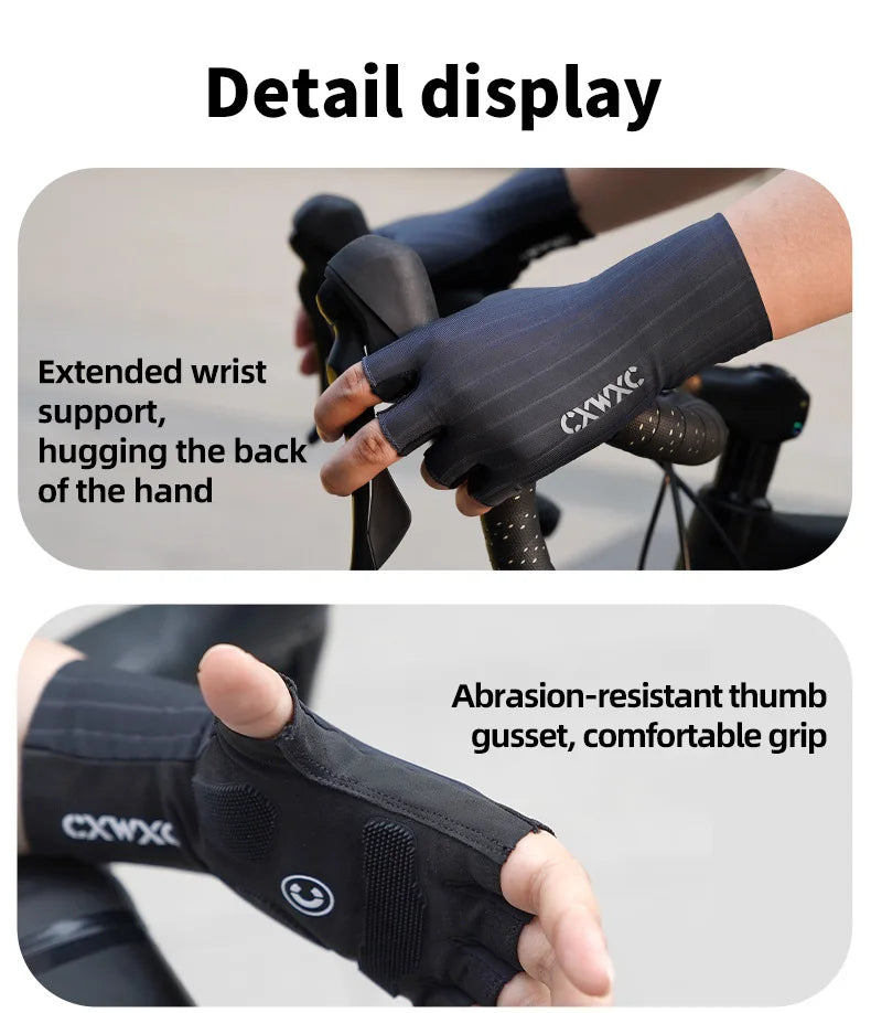 CXWXC Cycling Half Finger Gloves Men Women Breathable Anti-slip Glove Fitness Sport Training Gloves With Extended Wrist Guard