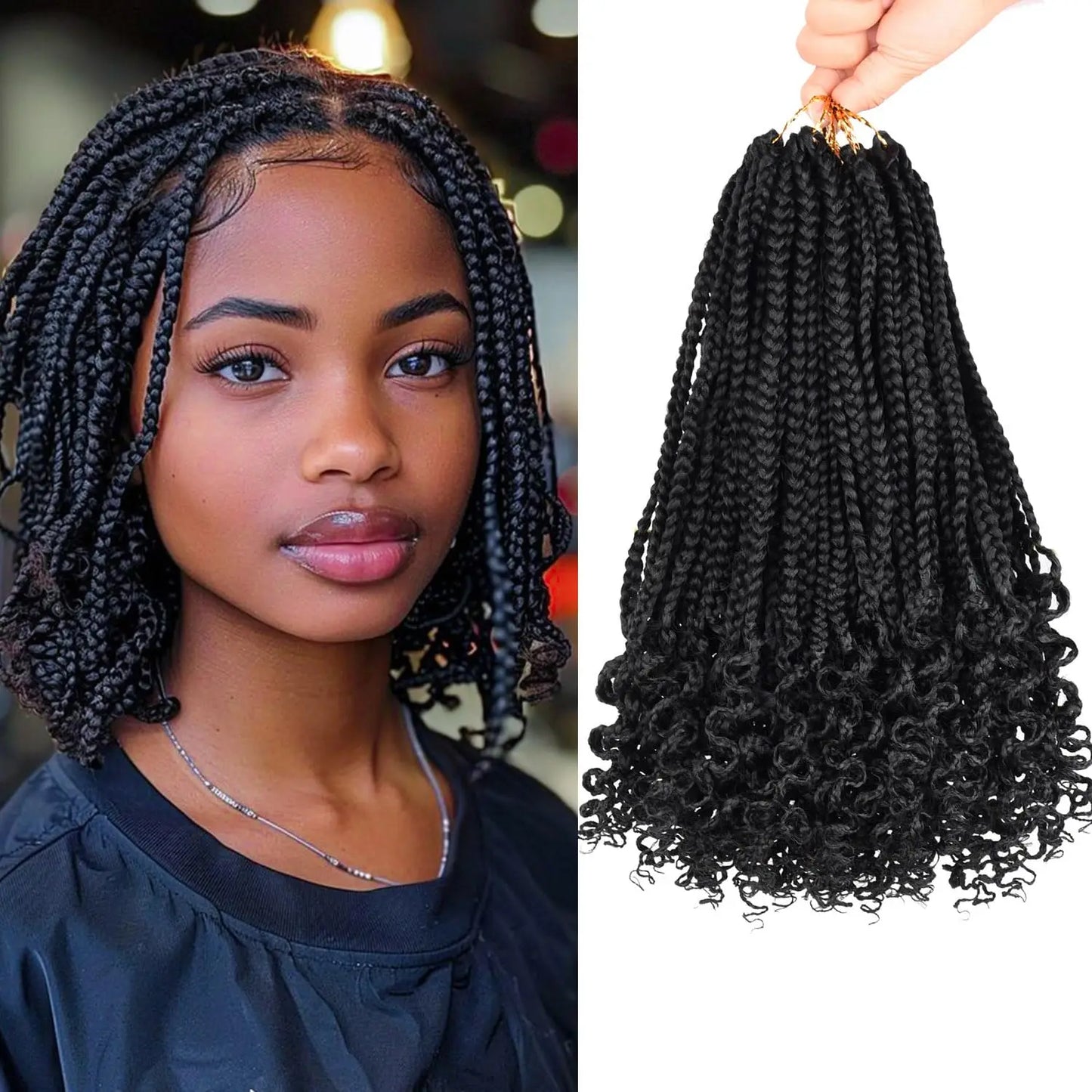 Pre-Looped Box Braids Crochet Hair with Curly Ends | Soft 3X Boho Braids