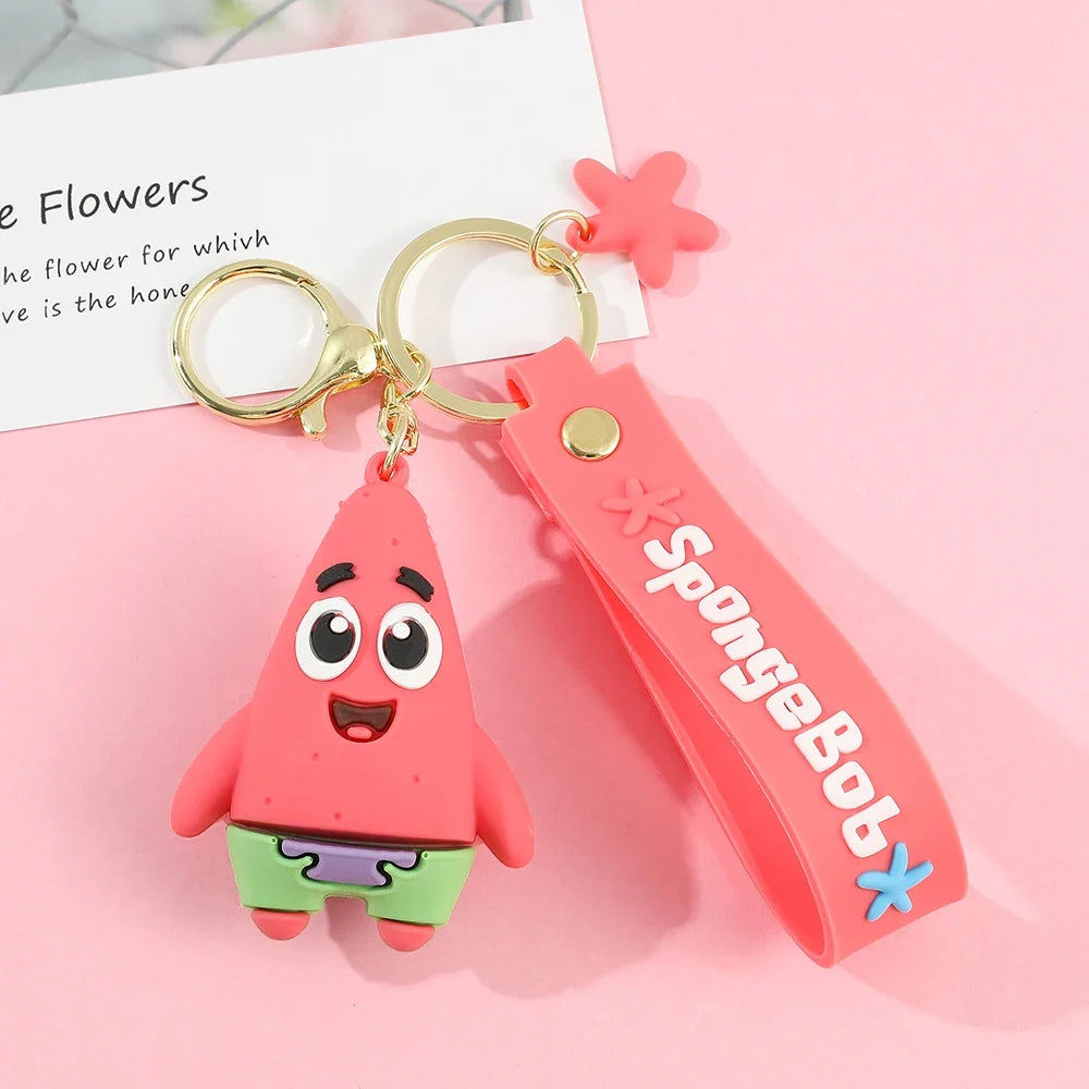 Anime Spongebob Squarepants Keychain Patrick Star Krabs Gary Sandy Kawaii Toys keychain Christmas gift bag Birthday Gift For Kid