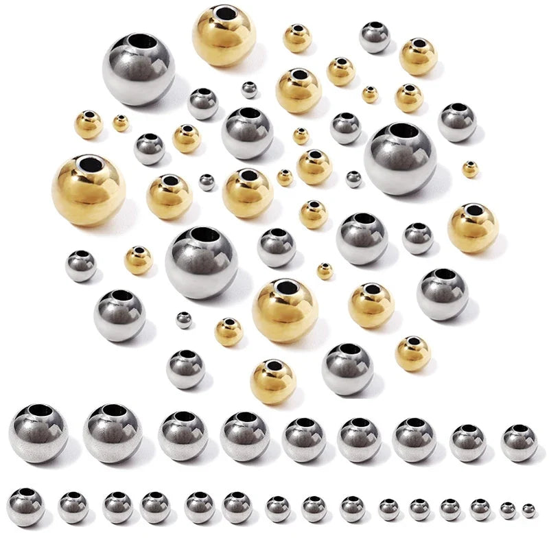 2-10mm High Quality Stainless Steel Beads for Jewelry Making Loose Spacer Beads DIY Bracelet Necklace Bracelets Wholesale