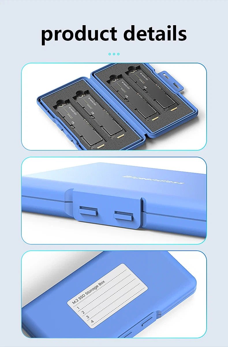 4-Slot M.2 SSD Case Storage Case 2280 SSD Enclosure Bag for SSD Case SATA NVme Hard Disk Box for SSD Shockproof Portable Box