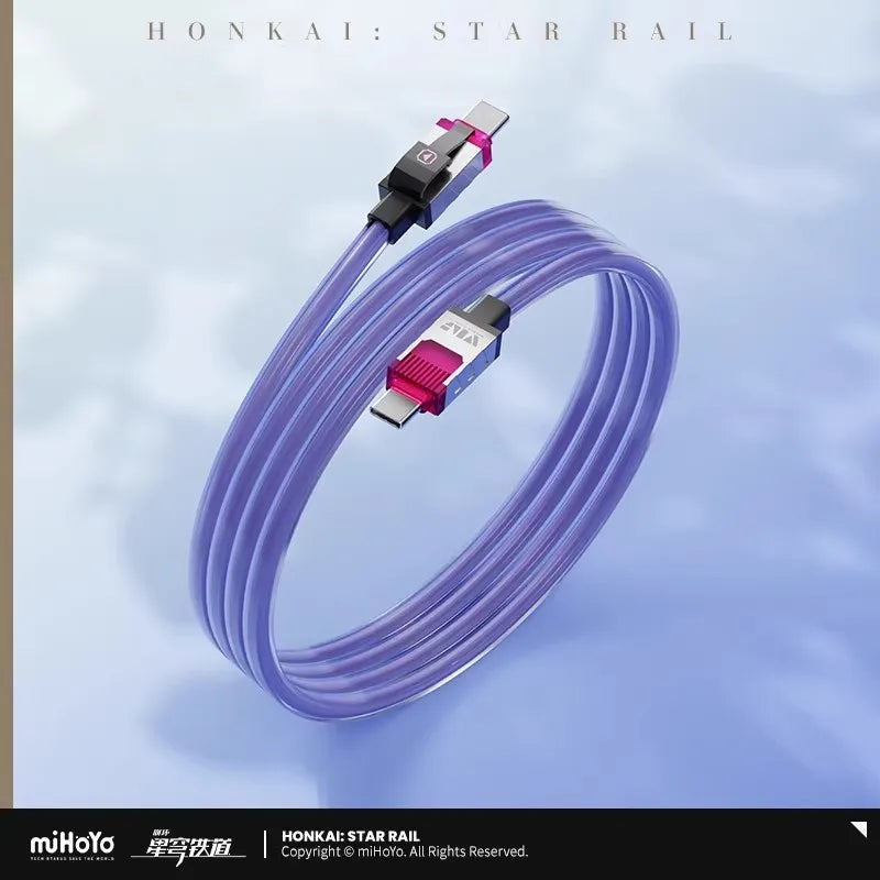 Genuine miHoYo Game Honkai Star Rail Silver Wolf 35W TypeC-TypeC Fast Charging Head Data Cable Anime Pendant Cosplay Xmas Gift
