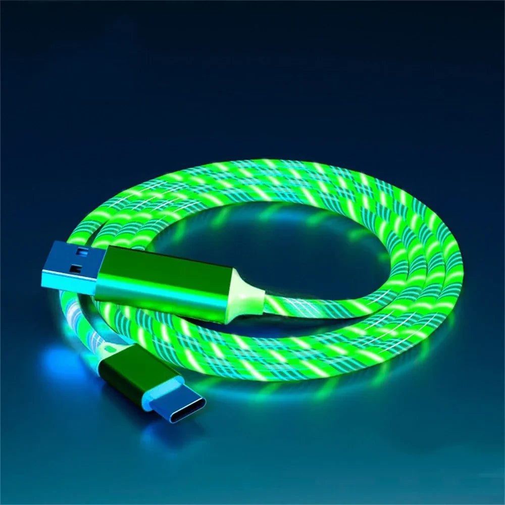 Glowing LED Light USB 3 IN 1 cable Phone Fast Charging Charger Luminous Type C Cable For Xiaomi iPhone Phone Accessories