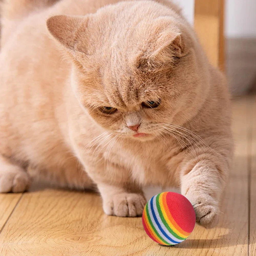 10-100x Colorful Cat Toy Ball EVA Bite-Resistant Elastic Rainbow Ball Kitten Puppy Chewing Training Interactive Toy Pet Supplies