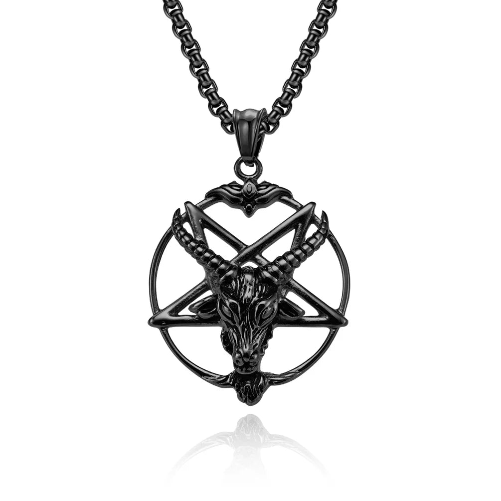 DARHSEN Men Stainless Steel Statement Pendant Necklace Baphomet Goat Satanic Satan Demon Devil Fashion Jewelry