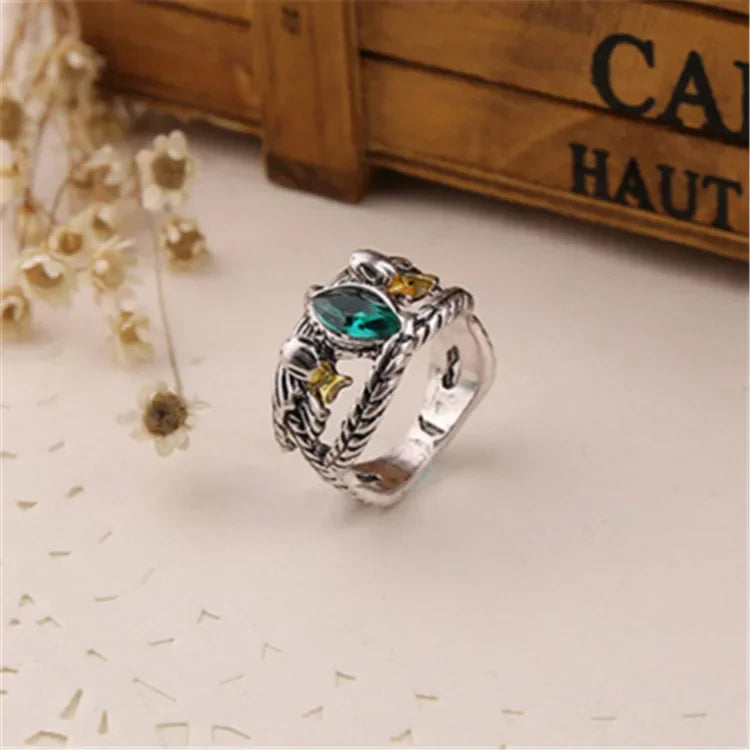 New Fashion Barahir Aragorn Gondor Ring Men Women Green Crystal Ring Jewelry
