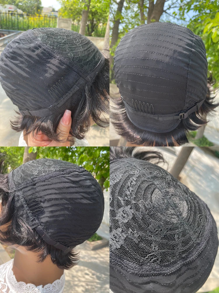 Short Pixie Cut Human Hair Wig with Bangs | Brazilian Remy, Machine Made