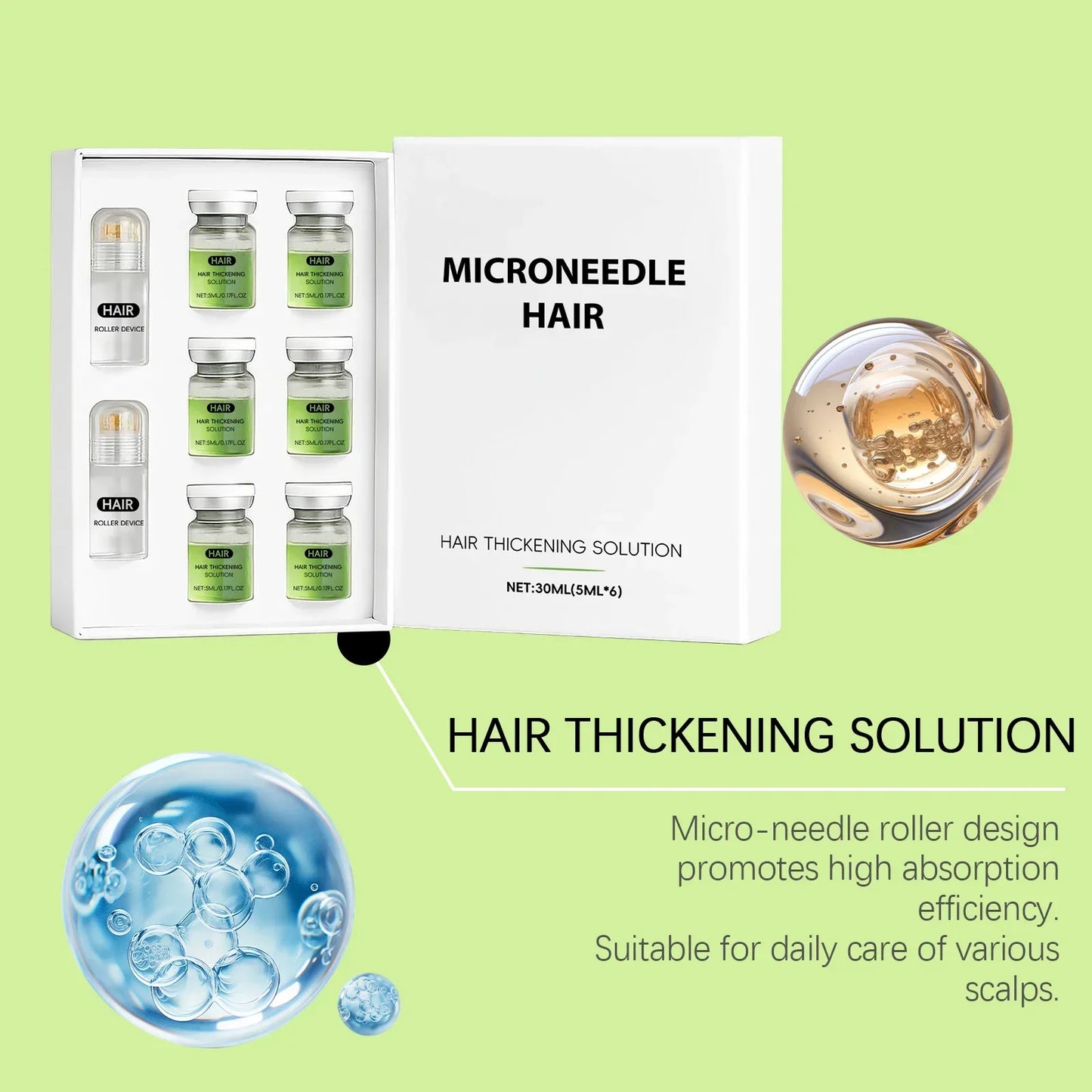 Anti-Hair Loss Scalp Care Roller Serum Kit Nourishes Roots Strengthens Hair Prevents Baldness Daily Care