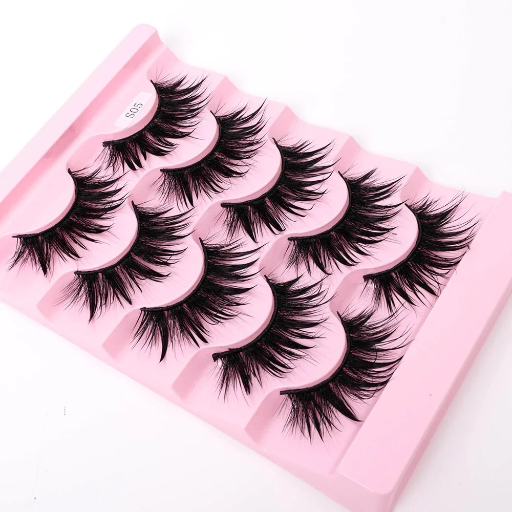 Yiernuo 1/5 Pairs Cosplay Anime Eyelashes Manga Lashes Dramatic Fairy Clusters Lashes Wet Look Lashes