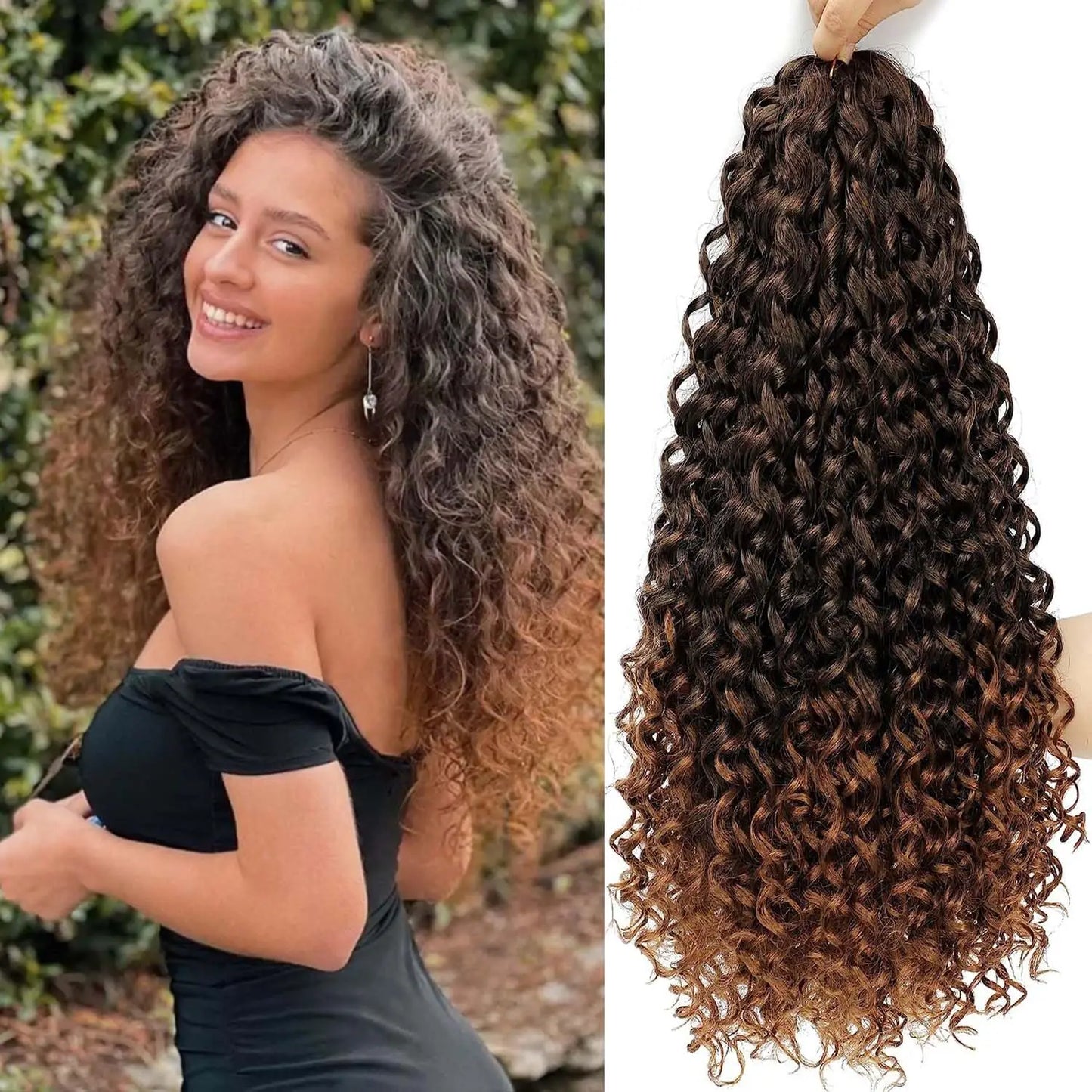 Beach Curl Crochet Hair | Bohemian Deep Wave Braids | 18 Strands per Pack
