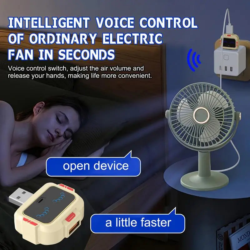 Voice Control Smart USB Socket Converter Lamp Protection Lights Switch Expansion Docking Station -English Voice Control Socket